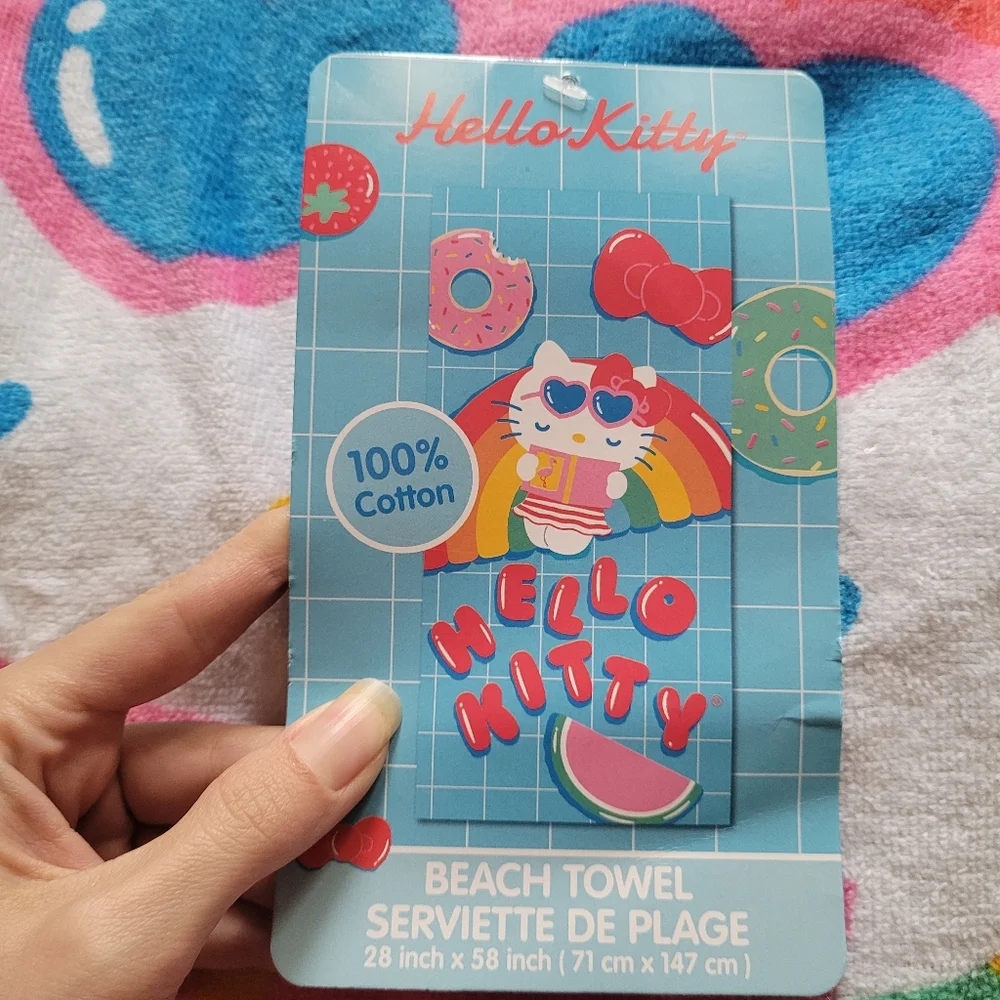 Hello Kitty Rainbow and Donuts Beach Towel